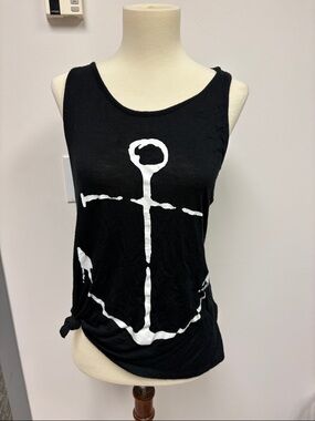 Women's Black Anchor Graphic Tank Top